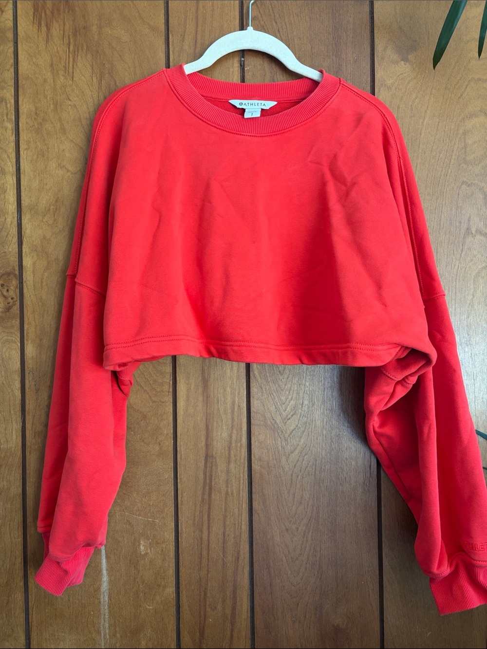Athleta Bright Red Cropped Crew Sweatshirt